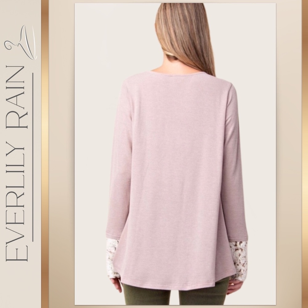 LAST ONE! Beautiful Wrap Top with Lace Trim - Picture 5 of 8